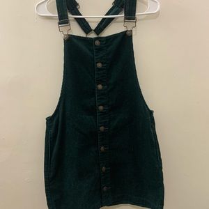 Green corduroy overall dress